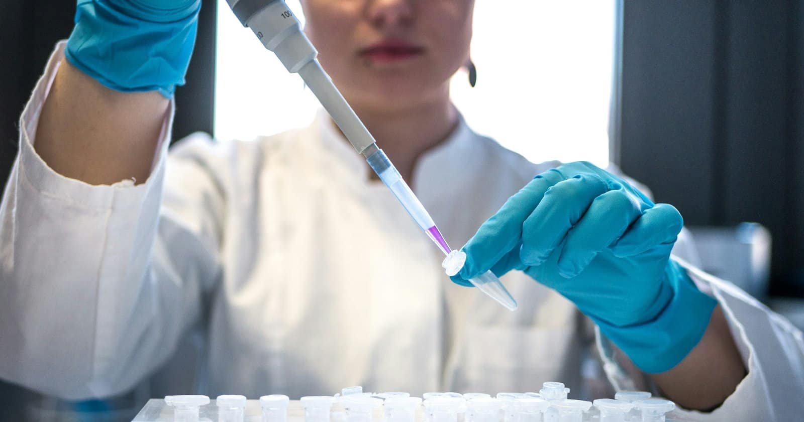 Laboratory equipment being used for a test